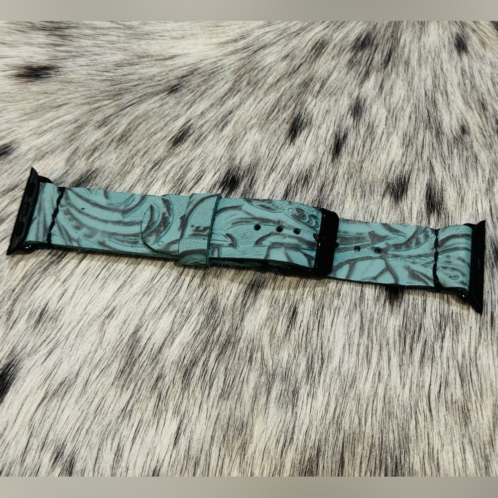 Teal Leather Apple Watch Band